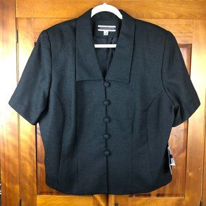 NEW Amanda Smith Black Short Sleeve Blazer Career Church Minimalist